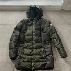 Pajar Olive and Charcoal Hooded Puffer Jacket